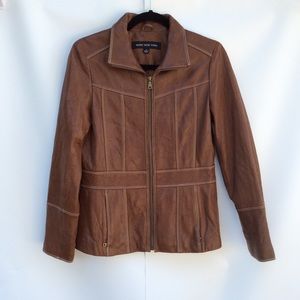 Marc New York Brown Leather Zip-up Jacket
